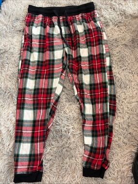Bluenotes Red, White and Green Plaid Kids Pajama Bottoms